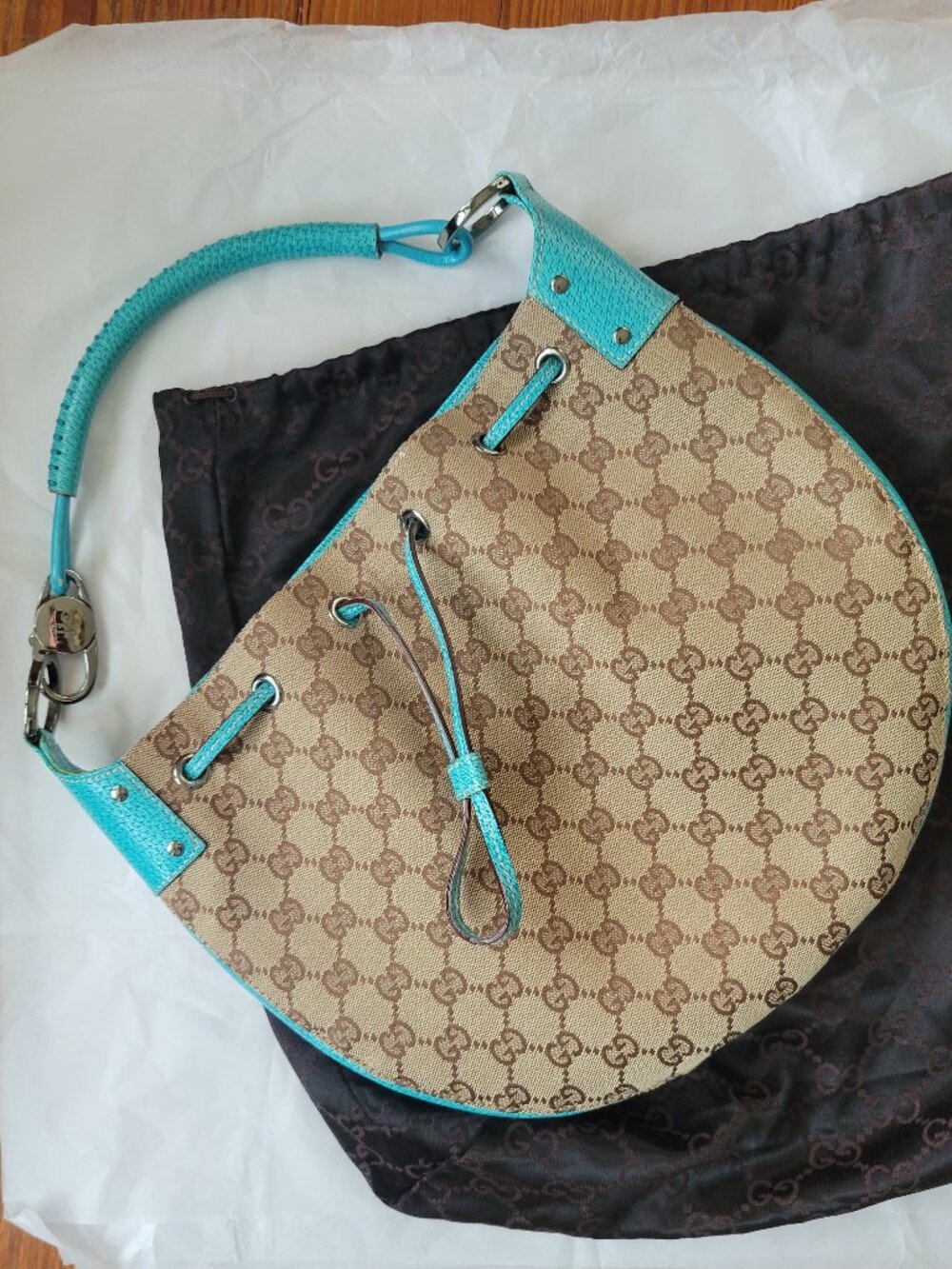 Authentic Tom Ford era Turquoise Gucci Hobo